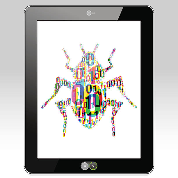 illustrations, cliparts, dessins animés et icônes de tablette logiciel bug - data mobility downloading digital tablet