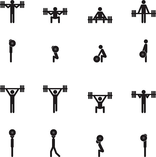 Weightlifting icon set set of Weightlifting icons weightlifting stock illustrations