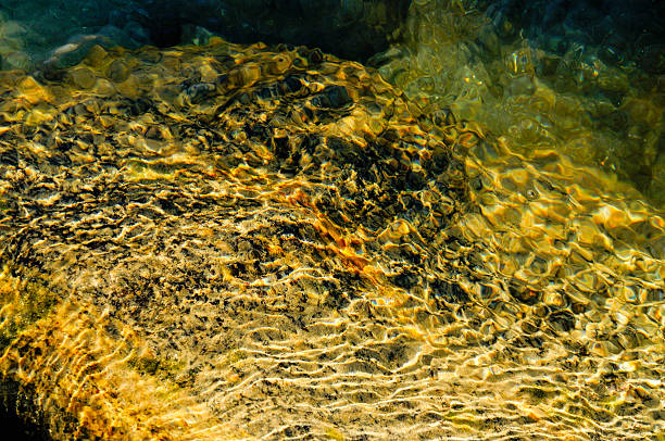 Underwater reflection of sand on riverbed
