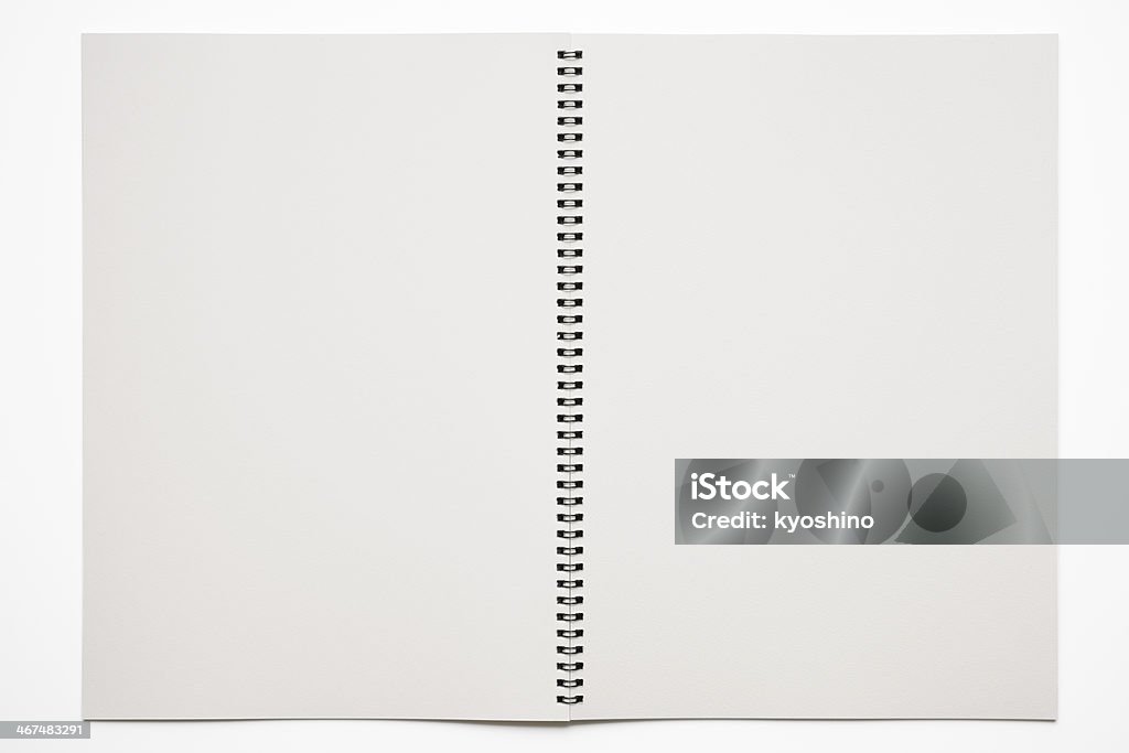 孤立した空の sketchbook のショットを白背景 - からっぽのロイヤリティフリーストックフォト