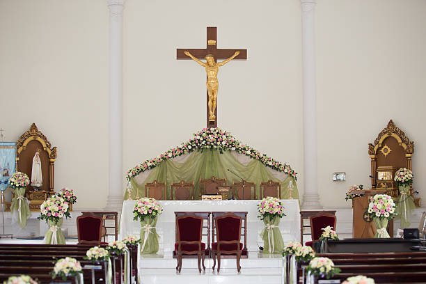 istock Flower decoration in the church before a wedding 467485043