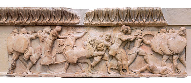 siphnian trésor de la civilisation grecque antique, en californie, à 530 (colombie-britannique) - bas relief photos et images de collection