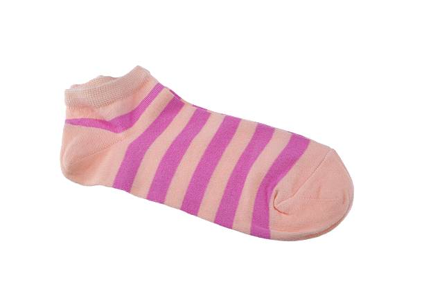 istock Pair Coral And Pink Striped Ladies Socks 467494620