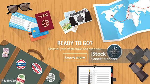 A Travel Agency As With Various Travel Icons Stock Illustration - Download Image Now - Travel, Map, Vector