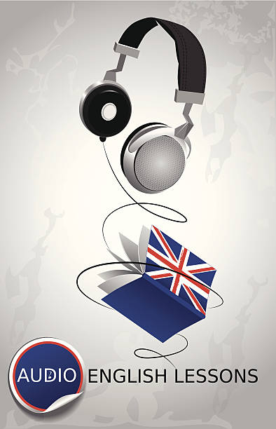 illustrazioni stock, clip art, cartoni animati e icone di tendenza di audio lezioni di inglese - british culture audio