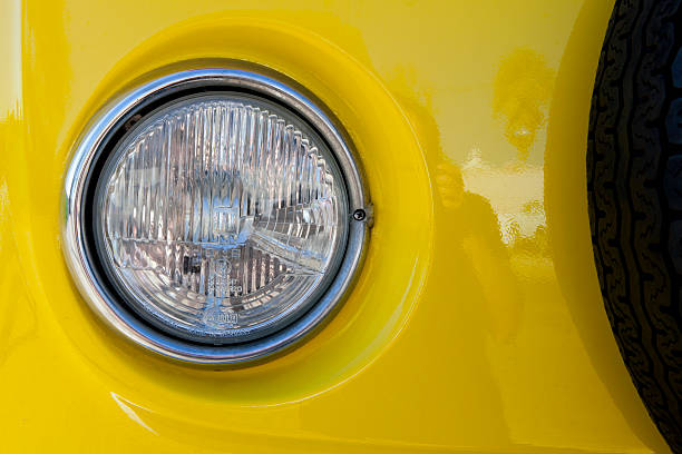 Badajoz, Spain - March 14, 2015: Yellow Classic Volkswagen T1  van parked at Badajoz outskirts, Spain. March 14, 2015