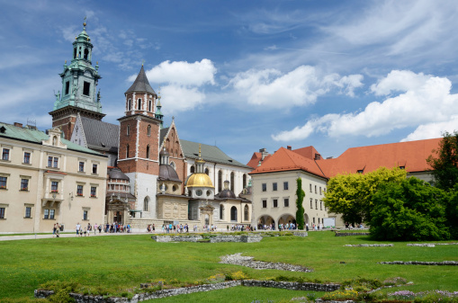 Krakow,Poland - June 16,2013 :tourists visiting Wawel Royal Castle and Cathedral in Krakow, Poland