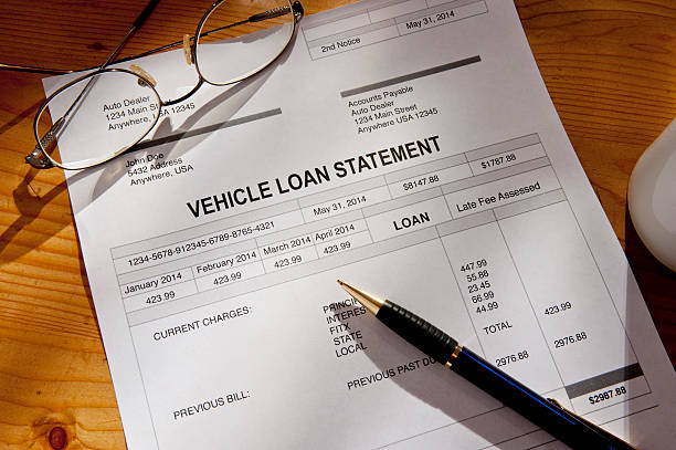 istock Horizontal photograph of a vehicle loan statement 467506516