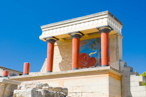 North gate at Knossos palace, Crete, Greece.