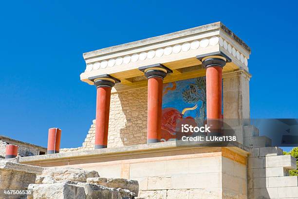 Knossos Temple In Greece With Art Stock Photo - Download Image Now - Knossos, Crete, Greece
