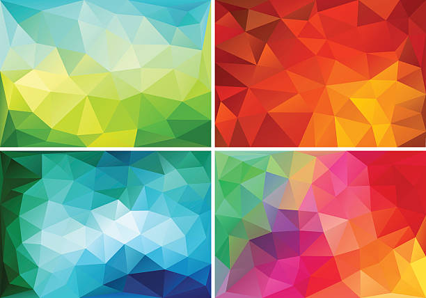 abstrakte low poly-hintergrund, vektor-set - pink orange green blue stock-grafiken, -clipart, -cartoons und -symbole