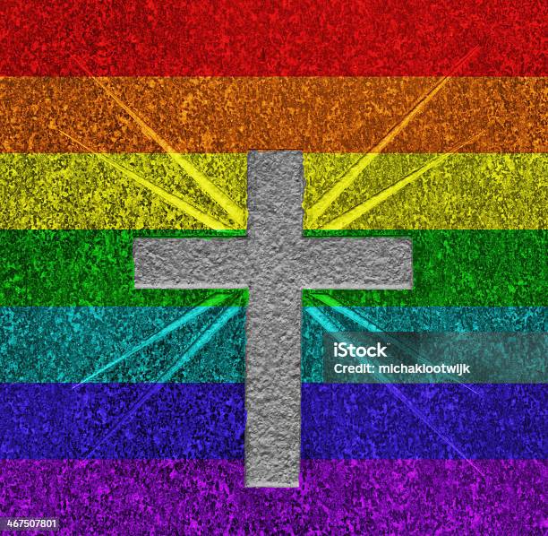 Foto de Bandeira Do Arcoíris Cross e mais fotos de stock de Cristianismo - Cristianismo, Bandeira do arco-íris, Bíblia
