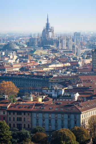 A beautiful  view of Milano and its famous Duomo Cathedral