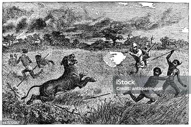 Victorian Engraving Of An African Safari Hunt Stock Illustration - Download Image Now - Africa, Antique, Colonialism