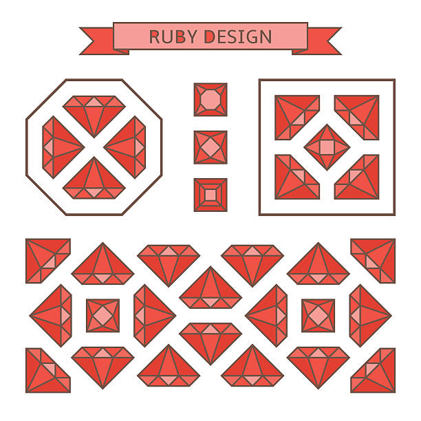 ilustrações, clipart, desenhos animados e ícones de ruby design em vitral estilo. - diamond gem sapphire ruby