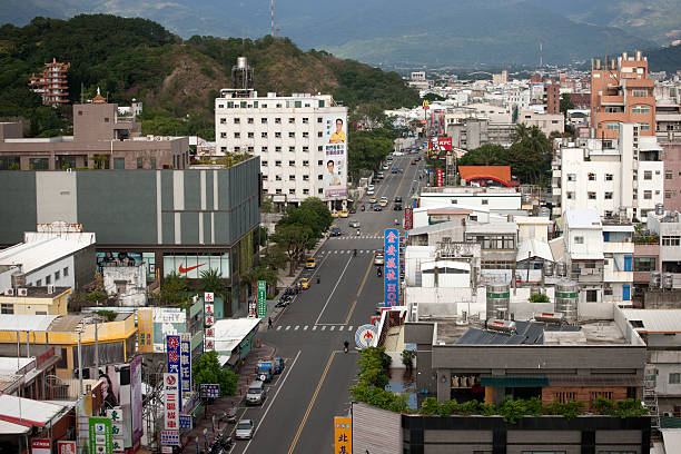 istock Shopping district, viewed from above, daytime. Hualien, Taiwan 467513806