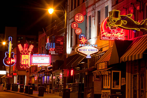 Memphis, Tennessee, USA - January 7, 2015: The famous Beale Streetin Downtown Memphis, Tennessee. It is a significant location in the city's history, as well as in the history of the blues. Today, the blues clubs and restaurants that line Beale Street are major tourist attractions in Memphis