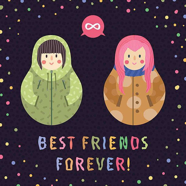 Modern Funny Cartoon Matryoshka Best Friends Forever Card Stock  Illustration - Download Image Now - iStock