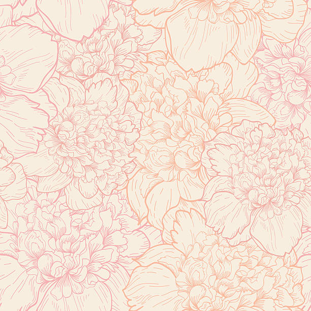 연속무늬 of peonies - baroque style seamless single flower decoration stock illustrations