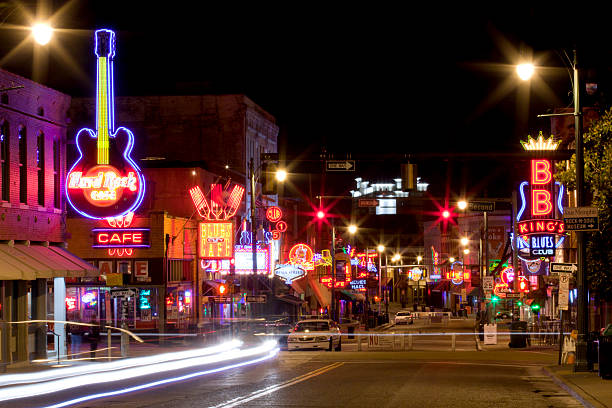 Beale Street in Downtown Memphis, Tennessee stock photo