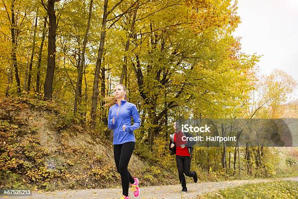 Running Couple Stock Photo - Download Image Now - Active Lifestyle, Activity, Adult