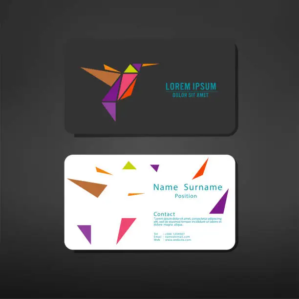 Vector illustration of business cards creative template layout with humming bird symbol