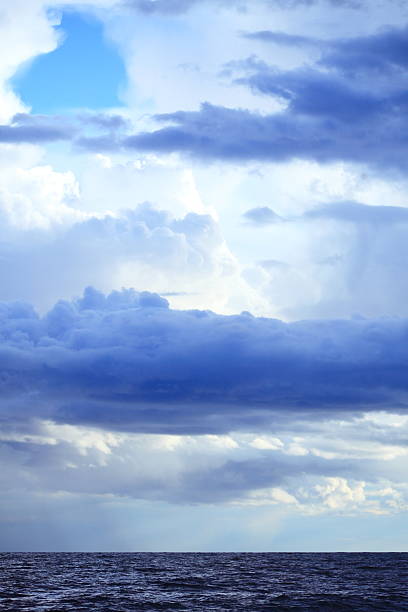 istock Cloudy dark sky above a surface of the sea 467527919
