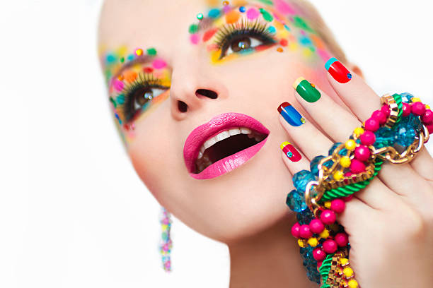 istock Colorful French manicure and makeup. 467529004
