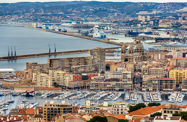 View of Marseille from Notre-Dame de la Garde View of Marseille from Notre-Dame de la Garde citadel haiti photos stock pictures, royalty-free photos & images