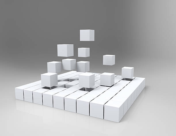 3 d キューブパズル背景に白色 - cube puzzle three dimensional shape block ストックフォトと画像