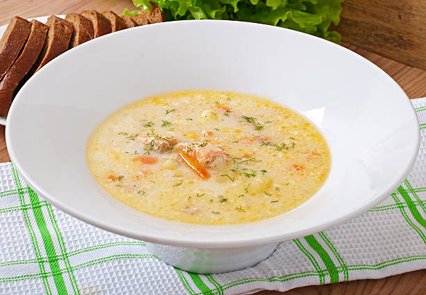 istock Finnish creamy soup with salmon 467534912
