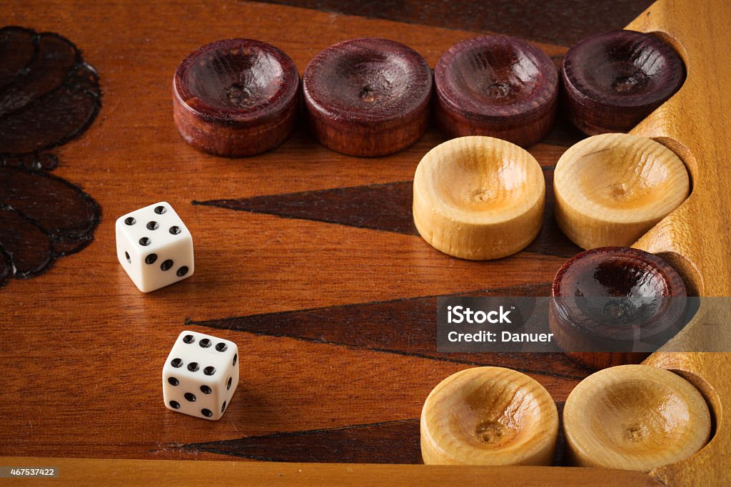 Old backgammon game Old wooden backgammon game  2015 Stock Photo