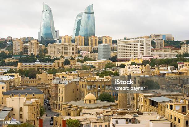 View Of Old City Baku Stock Photo - Download Image Now - Baku, 2015, Architecture