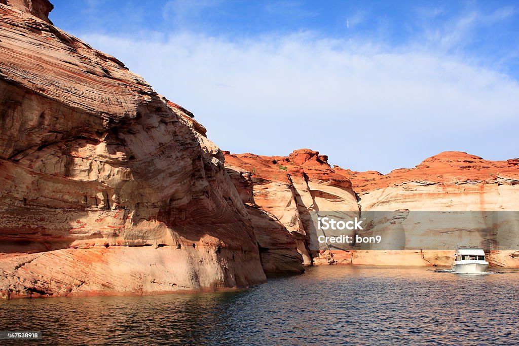Boat tour on Lake Powell A view from a boat tour in Lake Powell, Glen Canyon national recreation area, Utah 2015 Stock Photo