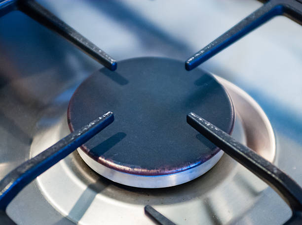 istock Close-up of metallic kitchen stove burner 467540342