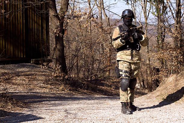 istock Special Forces soldier, with assault rifle 467544088