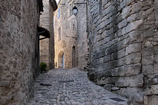 Village street in Lacoste in Provence, France