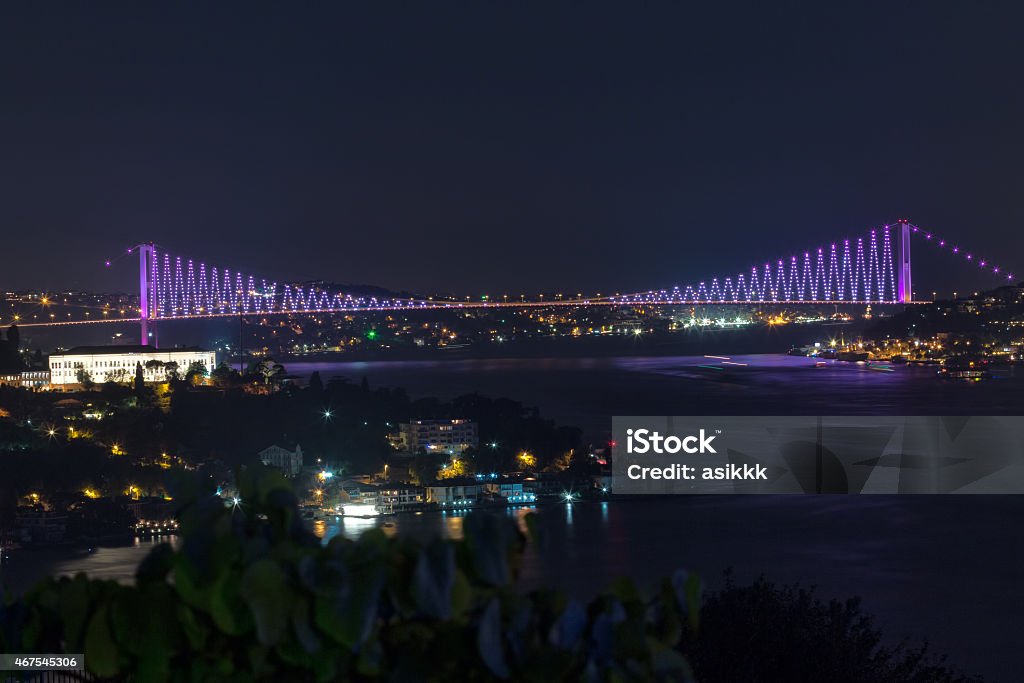 Bosphorus Bridge in Istanbul night view of the Golden Gate Bridge Architecture Stock Photo