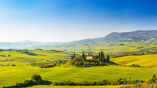 トスカーナで春 - siena province tuscany italy fog ストックフォトと画像