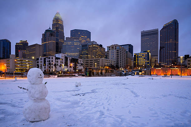 Snowman in Charlotte, North Carolina stock photo