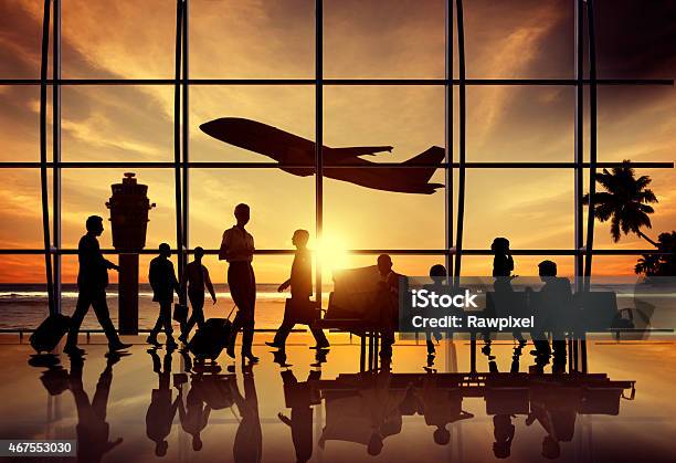 Group People Airport Business Travel Communication Concept Stock Photo - Download Image Now