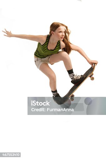 istock Skateboarding, Isolated on White 467553410