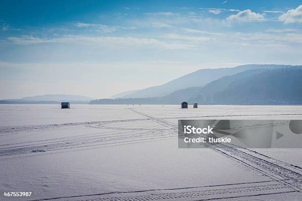 Ice Fishing On Lake Champlain Ny Stock Photo - Download Image Now - Ice Fishing, New York State, Winter