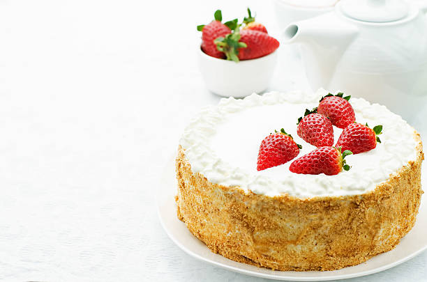 istock cake with cream and strawberries 467559254