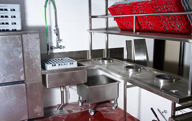 istock Professional kitchen, view counter in steel 467561906