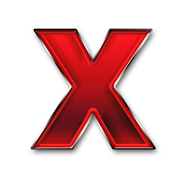 Metal letter X in red isolated on white background