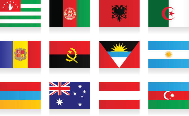 ilustraciones, imágenes clip art, dibujos animados e iconos de stock de banderas-"a" - abkhazian flag