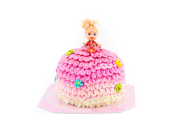istock Cute dolly cake with pink skirt cream. 467563454