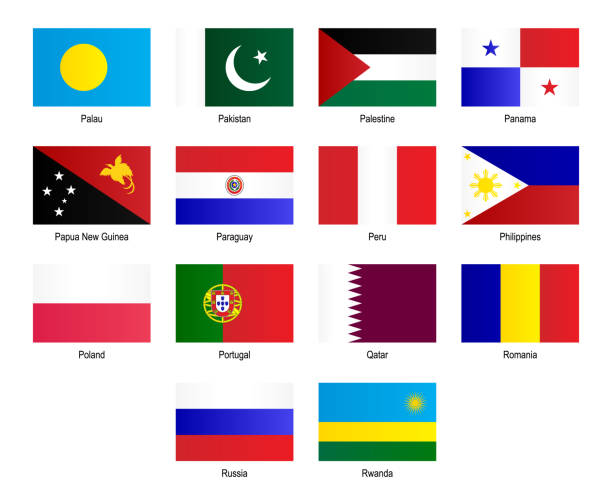 Flags - "P", "Q", "R" Flags of countries - "P", "Q", "R" panamanian flag stock illustrations