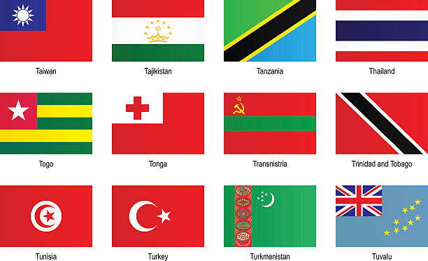 ilustrações de stock, clip art, desenhos animados e ícones de bandeiras-"t" - tajik flag